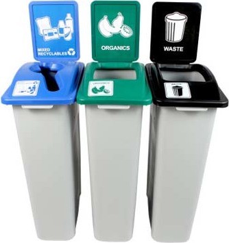 WASTE WATCHER Recycling Station Waste, Recycling and Organics 69 Gal #BU100986000