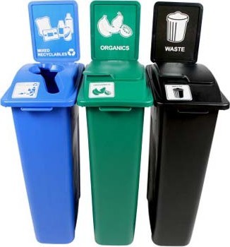 WASTE WATCHER Triple Containers Waste, Recycling and Compost 69 Gal #BU101067000