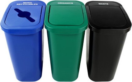 BILLI BOX 3-Stream Recycling Wastebasket 30 Gal #BU100885000 BILLI BOX 3-Stream Recycling Wastebasket 30 Gal #BU100885000