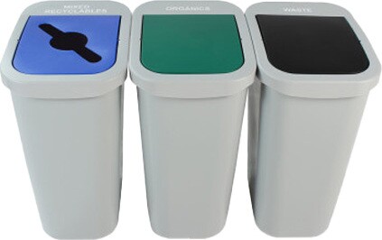 BILLI BOX 3-Stream Recycling Wastebasket 30 Gal #BU100887000