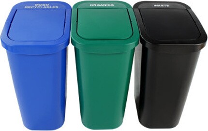 BILLI BOX 3-Stream Recycling Bins 30 Gal #BU100888000