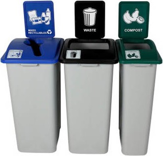 Trio contenants recyclage mixte, compost et déchets Waste Watcher XL #BU101346000