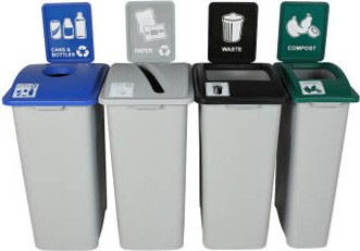 Quatre contenants canette, papier, compost et déchet Waste Watcher XL #BU101364000 Quatre contenants canette, papier, compost et déchet Waste Watcher XL #BU101364000