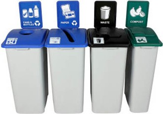 Waste Watcher station de recyclage à 4 tris, 119 gallons #BU101363000