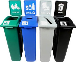 Quatuor Containers Cans, Paper, Compost and Waste Waste Watcher, Open and Colored Base #BU101086000 Quatuor Containers Cans, Paper, Compost and Waste Waste Watcher, Open and Colored Base #BU101086000