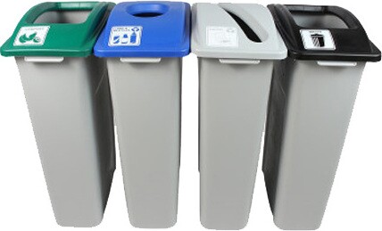 WASTE WATCHER 4-Ways Recycling Station 92 Gal #BU101006000