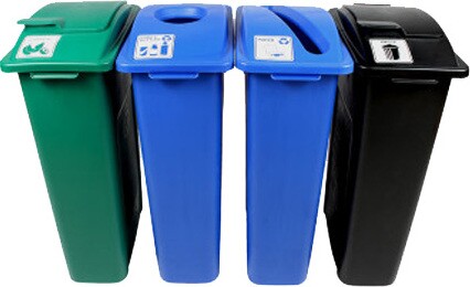 WASTE WATCHER Station 4 voies pour le recyclage 92 gal #BU101078000 WASTE WATCHER Station 4 voies pour le recyclage 92 gal #BU101078000