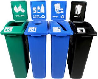 Quatuor Containers Cans, Paper, Organic and Waste Waste Watcher, Closed and Colored Base #BU101080000