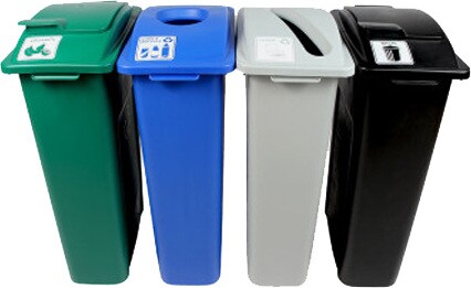 WASTE WATCHER Station 4 voies pour le recyclage 92 gal #BU101077000 WASTE WATCHER Station 4 voies pour le recyclage 92 gal #BU101077000