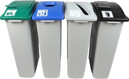 WASTE WATCHER 4-Ways Recycling Station 92 Gal #BU101003000