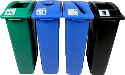 WASTE WATCHER Station 4 voies pour le recyclage 92 gal #BU101075000 WASTE WATCHER Station 4 voies pour le recyclage 92 gal #BU101075000