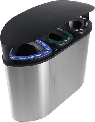 Recycling Stainless Steel Triple Container with Canopy Undefined BOKA #BU101233000 Recycling Stainless Steel Triple Container with Canopy Undefined BOKA #BU101233000