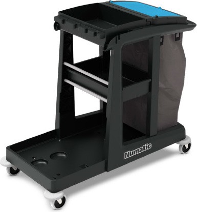 Janitor Cart with Shelf Storage and Cleaning Bag ECO-MATIC EM3 #NA911162000