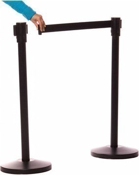 Crowd Control Post with Retractable Belt, Matte Black, 90", MOBICO #CV005011SPC Crowd Control Post with Retractable Belt, Matte Black, 90", MOBICO #CV005011SPC
