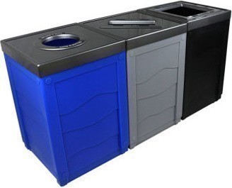 Poubelles intérieures triples EVOLVE, bleues grises noires, 150 gal #BU101284000 Poubelles intérieures triples EVOLVE, bleues grises noires, 150 gal #BU101284000