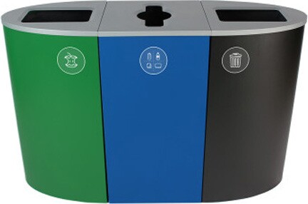 SPECTRUM Station 3 voies pour déchets, bouteilles et compost 68 gal #BU101195000