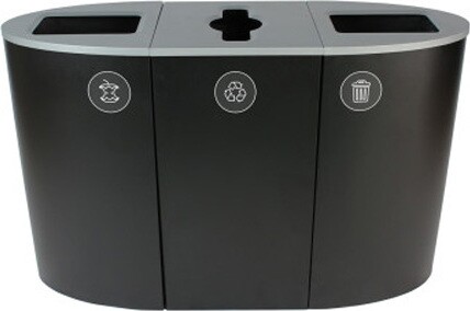 SPECTRUM Station 3 voies pour déchets, bouteilles et compost 68 gal #BU101198000