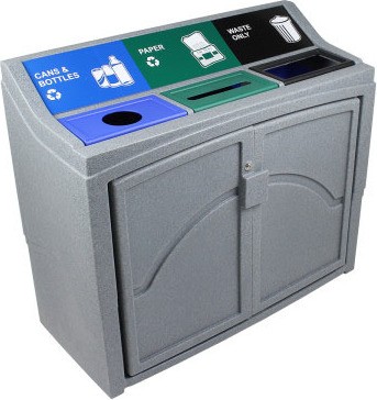 Triple Container PAVILION, Waste Cans Bottles Papers 66 gal #BU101448000