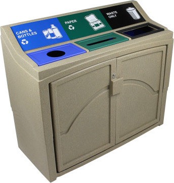 Triple Container PAVILION, Waste Cans Bottles Papers 66 gal #BU101449000
