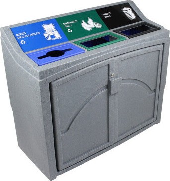 Triple Container PAVILION Waste Organics Mixed Recyclables 66 gal #BU101450000 Triple Container PAVILION Waste Organics Mixed Recyclables 66 gal #BU101450000
