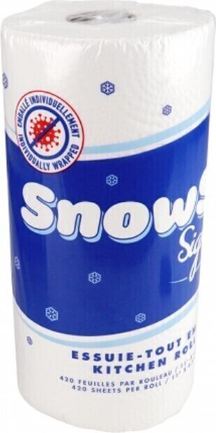 Snow Soft Signature 1X420SS, Essuie-tout en rouleau blanc, 12 x 420 feuilles #SCXRE420120