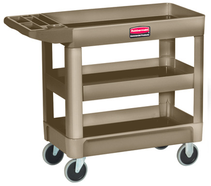 Chariot utilitaire à 3 tablettes Rubbermaid 4510 #RB004510BEI Chariot utilitaire à 3 tablettes Rubbermaid 4510 #RB004510BEI