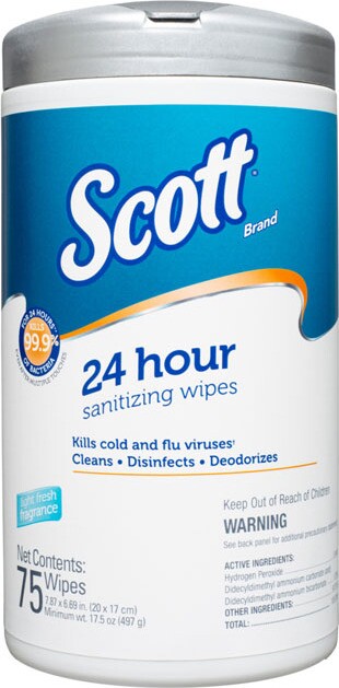 SCOTT 53686 24 Hours Sanitizing Wipes #KC053686000