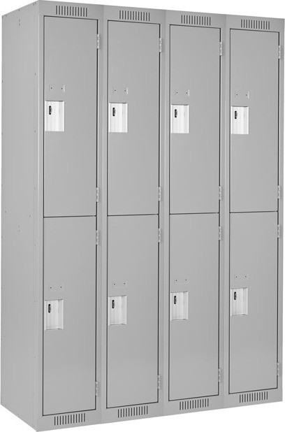 Bank of 4 2-tiers Steel Clean-Line™ Lockers, Assembled #TQ0FJ158000