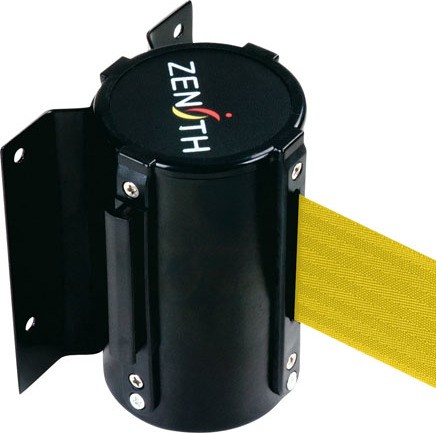 Barrière à fixation murale noire avec ruban de 12' #TQSDN570000 Barrière à fixation murale noire avec ruban de 12' #TQSDN570000