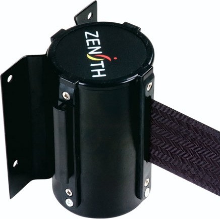 Barrière à fixation murale noire avec ruban de 12' #TQSDN569000 Barrière à fixation murale noire avec ruban de 12' #TQSDN569000