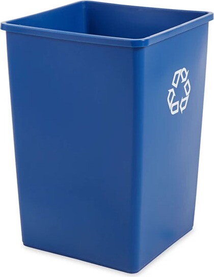 395873 UNTOUCHABLE Square Recycling Container Blue 35 gal #RB395873BLE