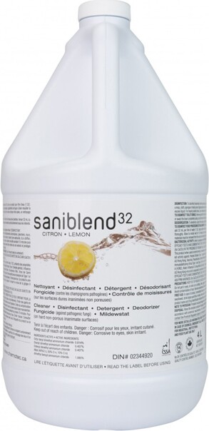 Saniblend 32, Nettoyant désinfectant détergent désodorisant Fongicide Mildewstat #JVS32LG0400 Saniblend 32, Nettoyant désinfectant détergent désodorisant Fongicide Mildewstat #JVS32LG0400