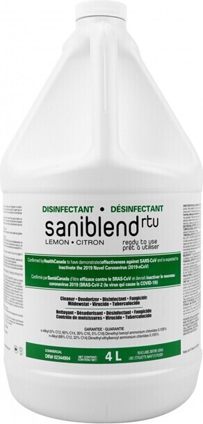 Nettoyant désodorisant désinfectant, Saniblend RTU, citron, 950mL #JVSRTLGW400 Nettoyant désodorisant désinfectant, Saniblend RTU, citron, 950mL #JVSRTLGW400