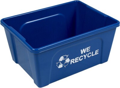 Bac de recyclage de bureau "WE RECYCLE", 3 gal, bleu #BU102156000