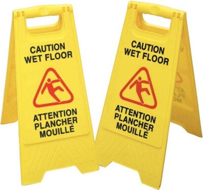 Bilingual Caution Wet Floor Safety Sign 12" x 24" #WH0710CWF00
