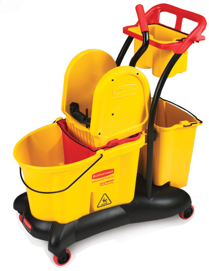 Chariot mobile avec seau double et essoreuse à pression descendante #RB007777JAU