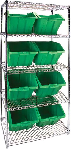 Heavy-Duty Wire Shelving Units and Storage Bins, 5 Tiers #TQ0RL825000