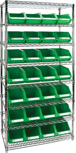 Étagères robustes en treillis métallique avec bacs, Tiers 8, 14" P #TQ0RL817000