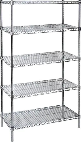 Standard-Duty Chromate Wire Shelving, 5 Tiers, 600 lbs/shelf #TQ0RN539000 Standard-Duty Chromate Wire Shelving, 5 Tiers, 600 lbs/shelf #TQ0RN539000