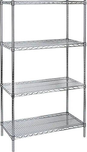 Standard-Duty Chromate Wire Shelving, 4 Tiers, 500 lbs/shelf #TQ0RN529000