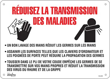 Enseigne "Réduisez la transmissions des maladies" #TQSGU380000