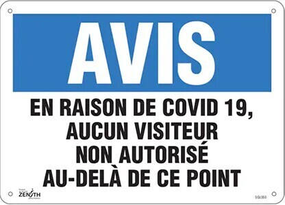 Enseigne " COVID-19, aucun visiteur non autorisé" #TQSGU350000