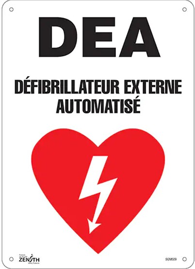 "DEA", Défibrillateur Externe Automatisé, Safety Sign #TQSGM509000 "DEA", Défibrillateur Externe Automatisé, Safety Sign #TQSGM509000