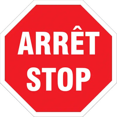 Enseigne "Arrêt / Stop" bilingue #TQSEC331000 Enseigne "Arrêt / Stop" bilingue #TQSEC331000