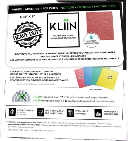 Kliin Reusable and Compostable Sheets Wipes #KL094051000