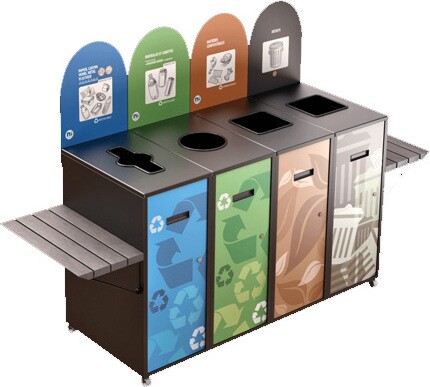 MULTIPLUS Îlot de récupération à 4 voies avec tablette 87L #NIMU874TNOI MULTIPLUS Îlot de récupération à 4 voies avec tablette 87L #NIMU874TNOI