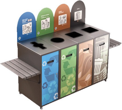 MULTIPLUS Îlot de récupération à 4 voies avec tablette 87L #NIMU874TGRI MULTIPLUS Îlot de récupération à 4 voies avec tablette 87L #NIMU874TGRI