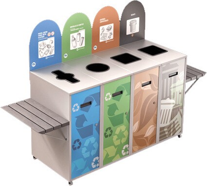 MULTIPLUS Îlot de récupération à 4 voies avec tablette 87L #NIMU874TBLA MULTIPLUS Îlot de récupération à 4 voies avec tablette 87L #NIMU874TBLA