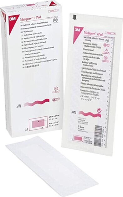 3571 Medipore Pad Soft Cloth Adhesive Wound Dressing #3M003571000