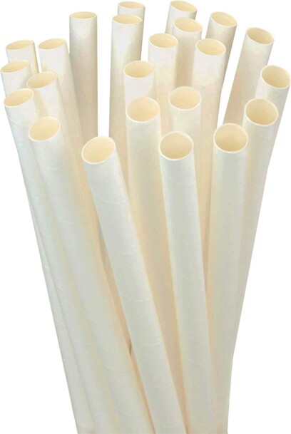 Compostable White Paper 8'' Straw #EC752999600